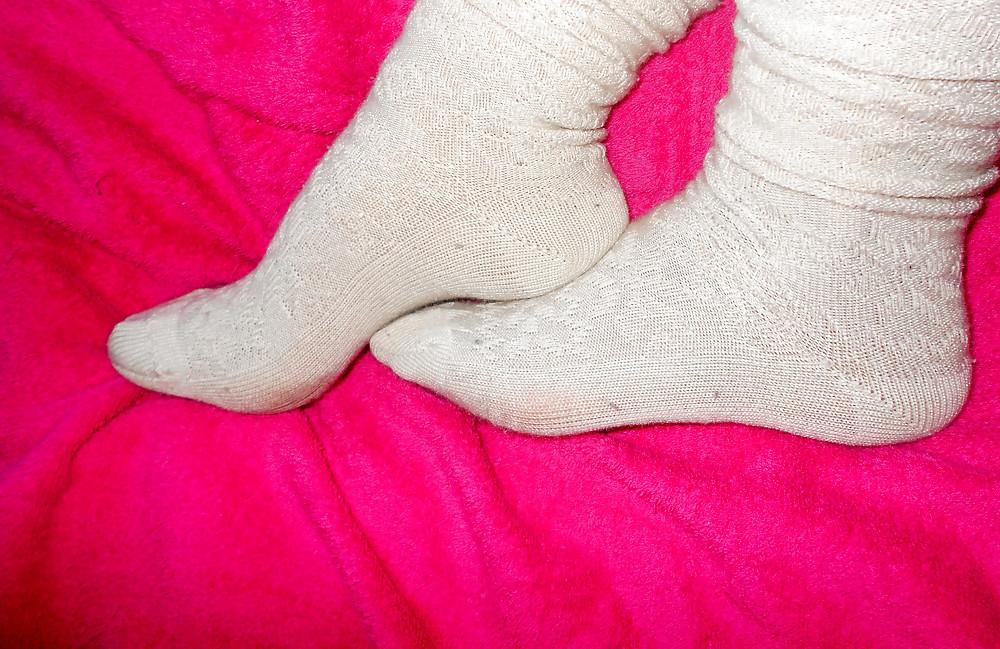 12P Calf-high creamy socks