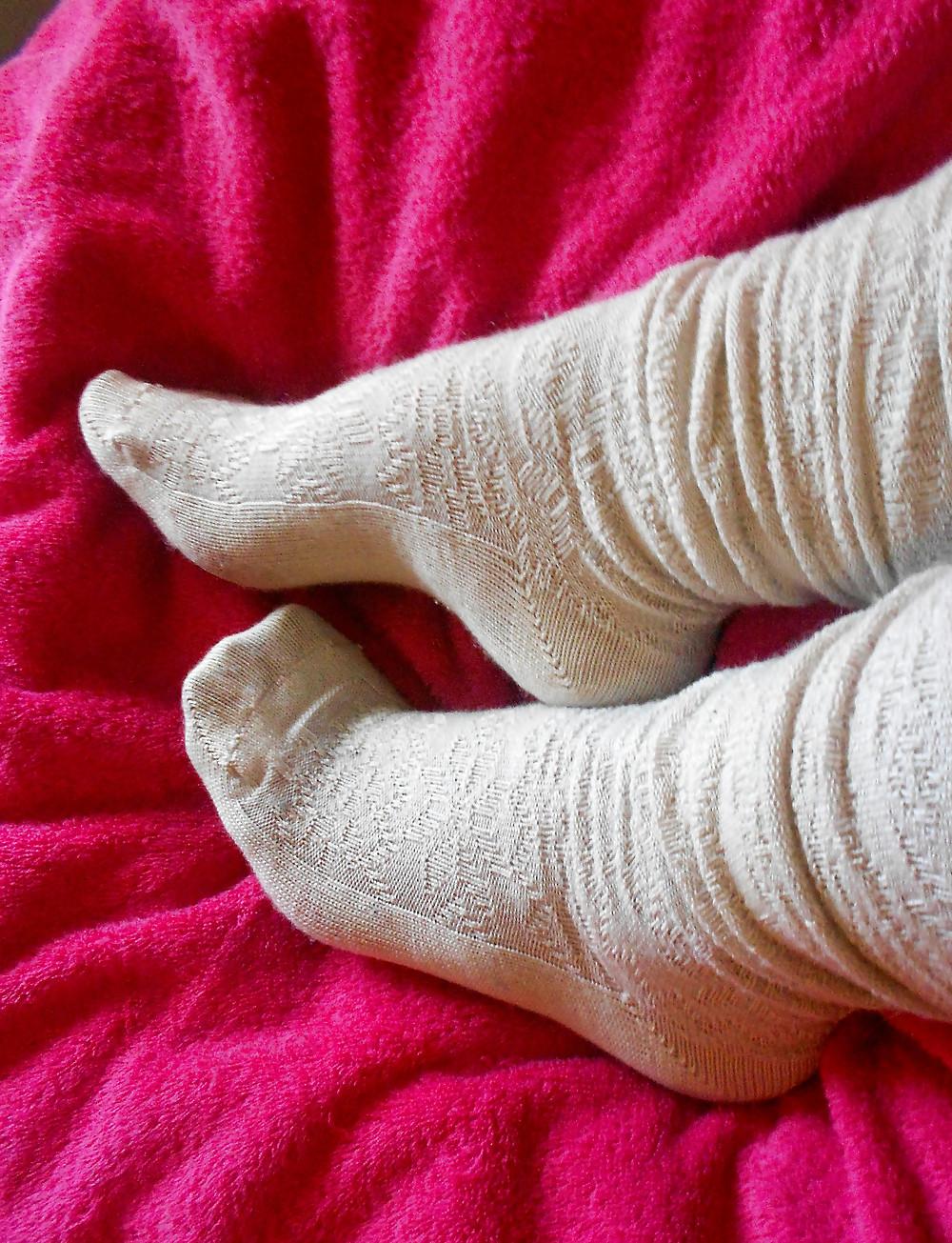 12P Calf-high creamy socks