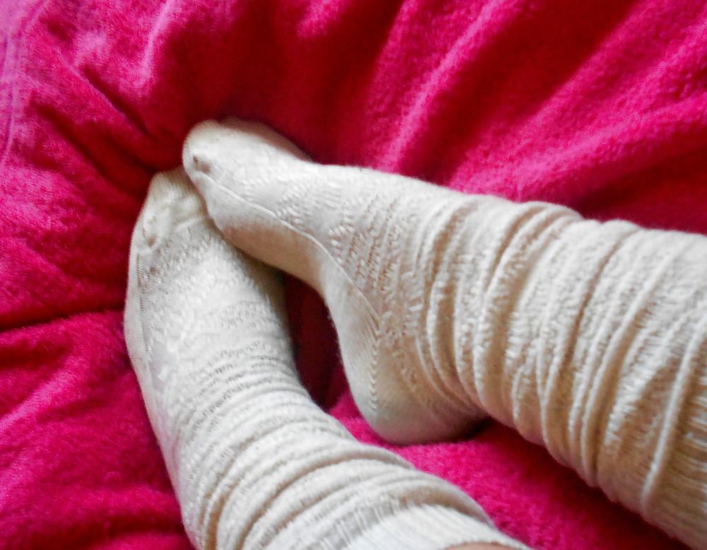 12P Calf-high creamy socks