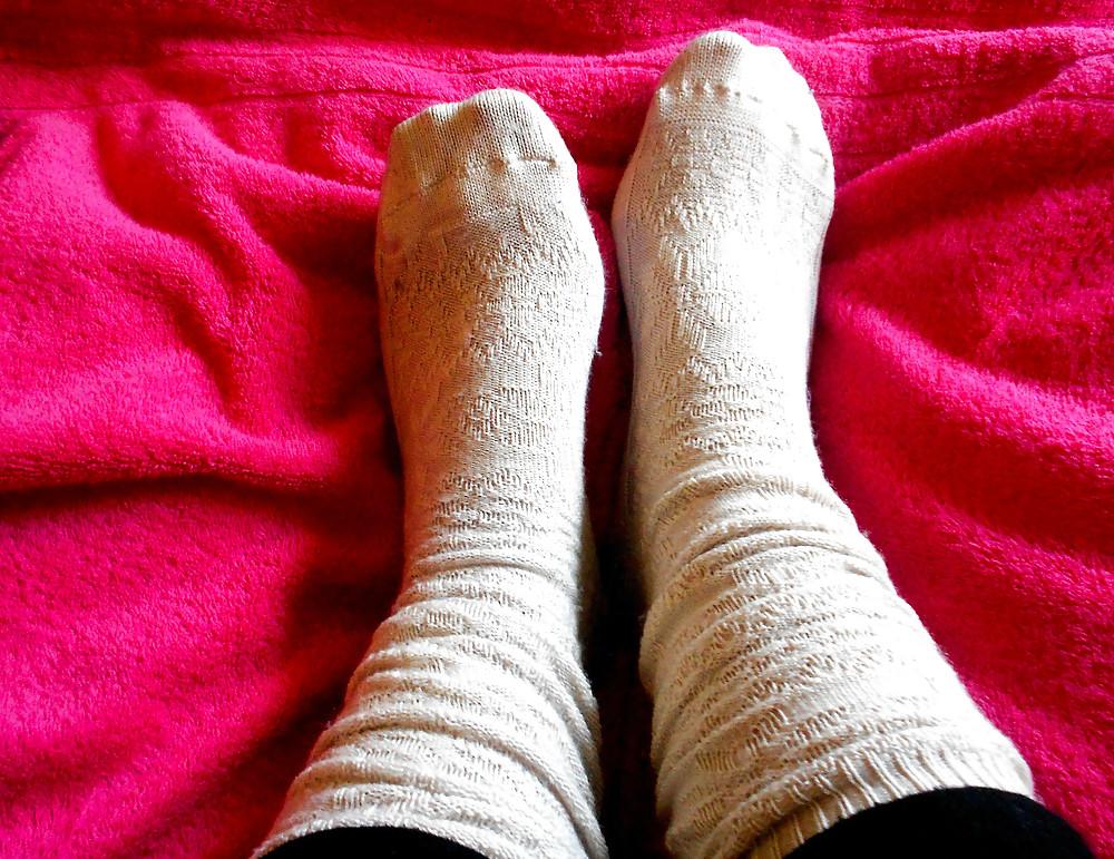 12P Calf-high creamy socks