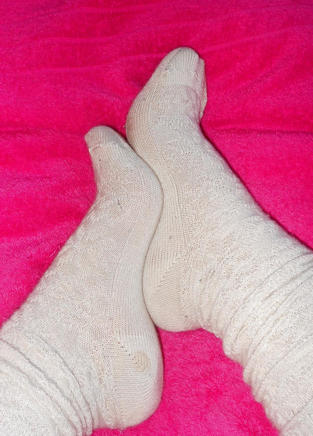 12P Calf-high creamy socks