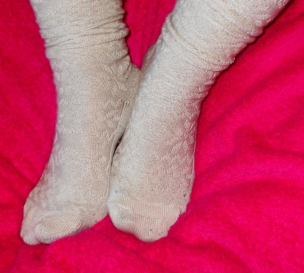 12P Calf-high creamy socks