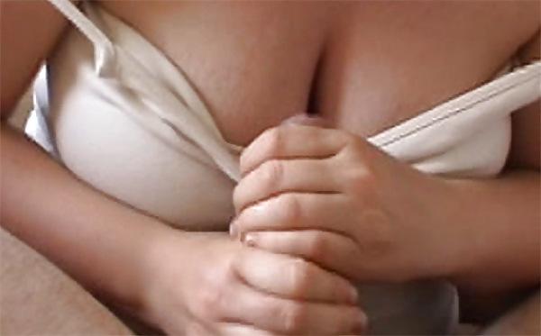 4P Handjob and cumshot on big boobs