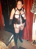 24P Black thigh high boots hair piece DOM