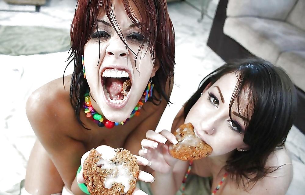 25P Sluts Eating Cum Covered Food