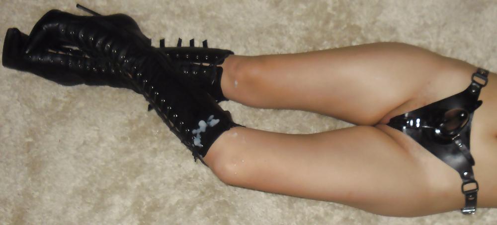 19P Cum on Leather Boots