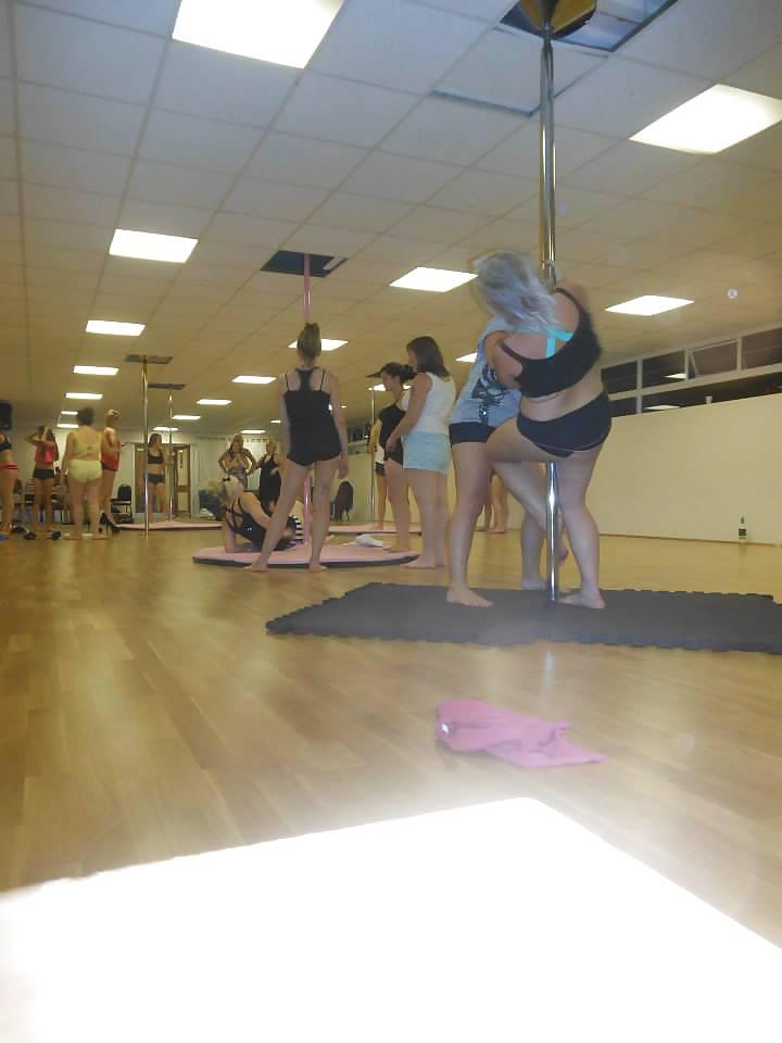 25P BBW and blonde friend swing pole dance 