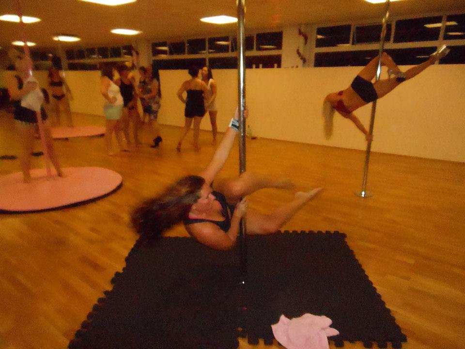 25P BBW and blonde friend swing pole dance 