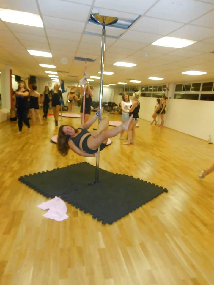 25P BBW and blonde friend swing pole dance 