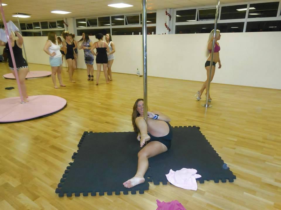 25P BBW and blonde friend swing pole dance 