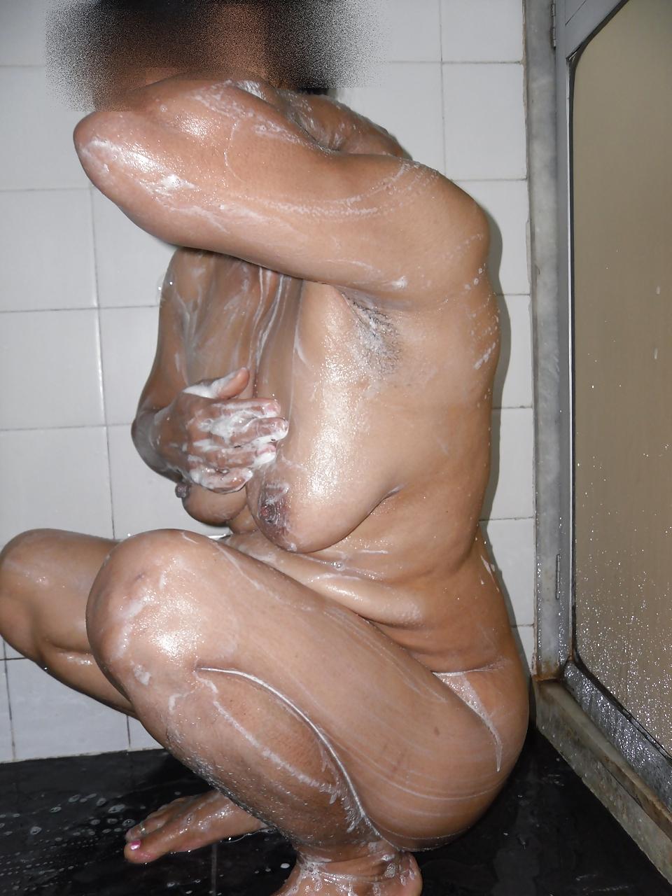 25P Indian wife showering