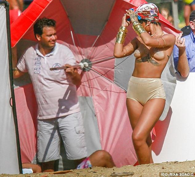 25P Rihanna Goes Topless For Vogue Brazil In Beach Photoshoot 