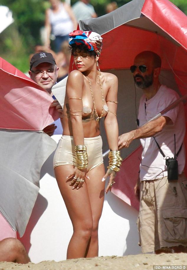 25P Rihanna Goes Topless For Vogue Brazil In Beach Photoshoot 