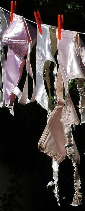 21P Vintage satin garter belts