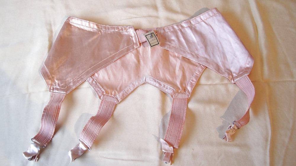 21P Vintage satin garter belts