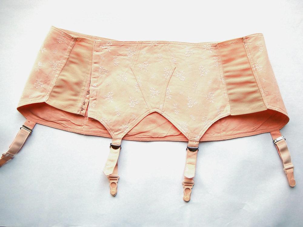 21P Vintage satin garter belts