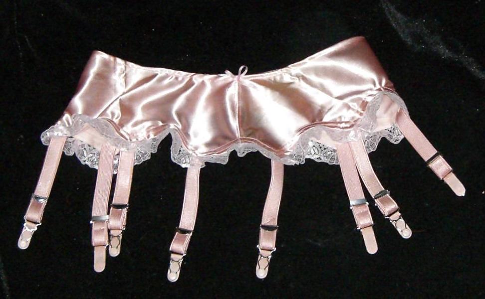 21P Vintage satin garter belts
