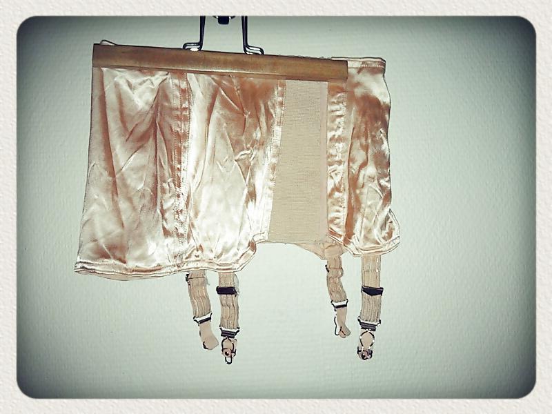 21P Vintage satin garter belts