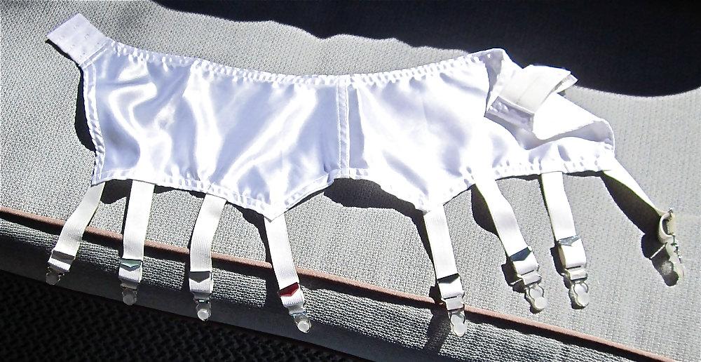 21P Vintage satin garter belts