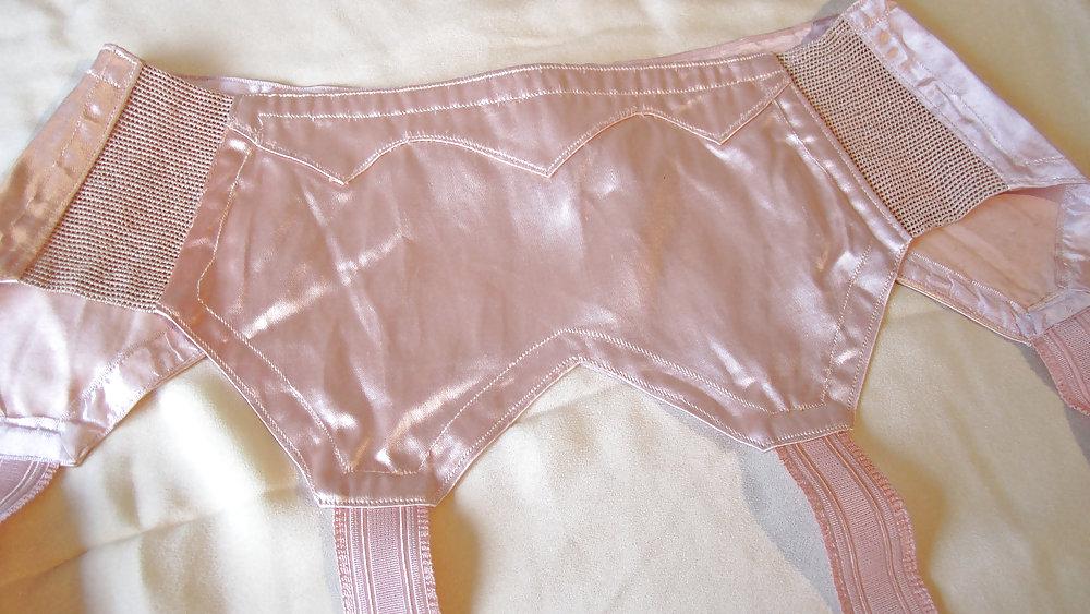 21P Vintage satin garter belts