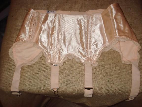 21P Vintage satin garter belts