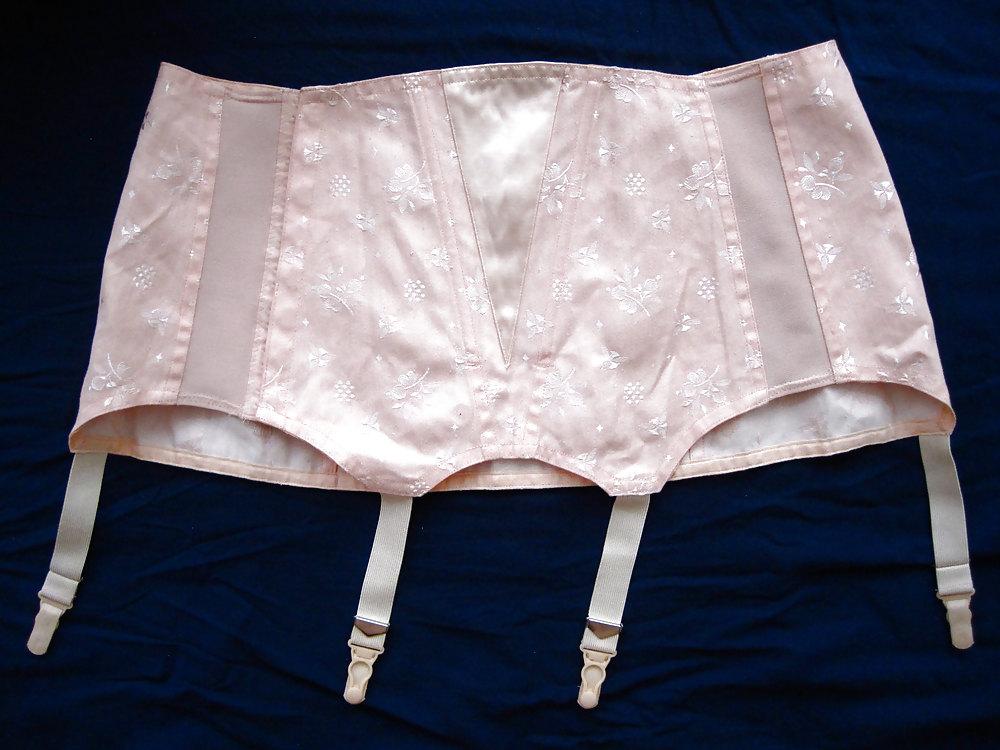 21P Vintage satin garter belts
