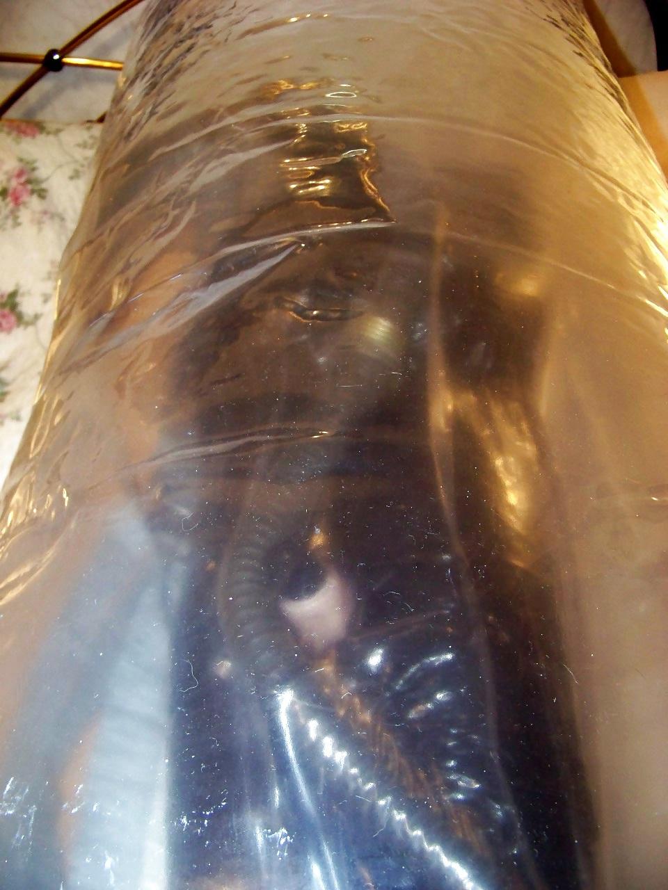 9P My wife in mummification, gas mask, inflatable bondage bag