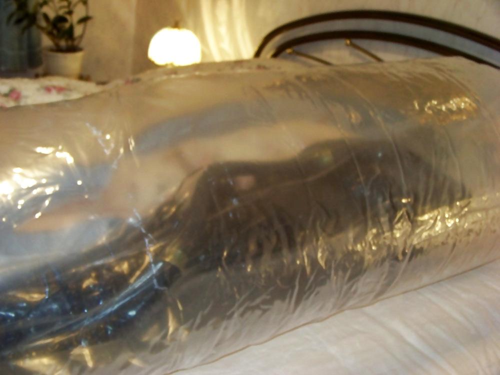 9P My wife in mummification, gas mask, inflatable bondage bag