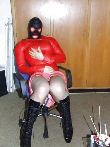 5P Rubber Ballet Boots Layers Nylon Pantyhose Hood Mask Corset