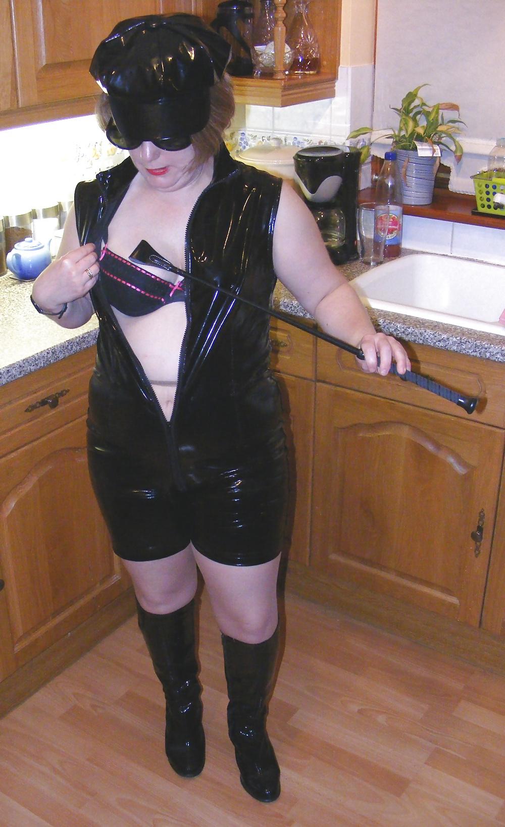 25P Mistress K in PVC catsuit