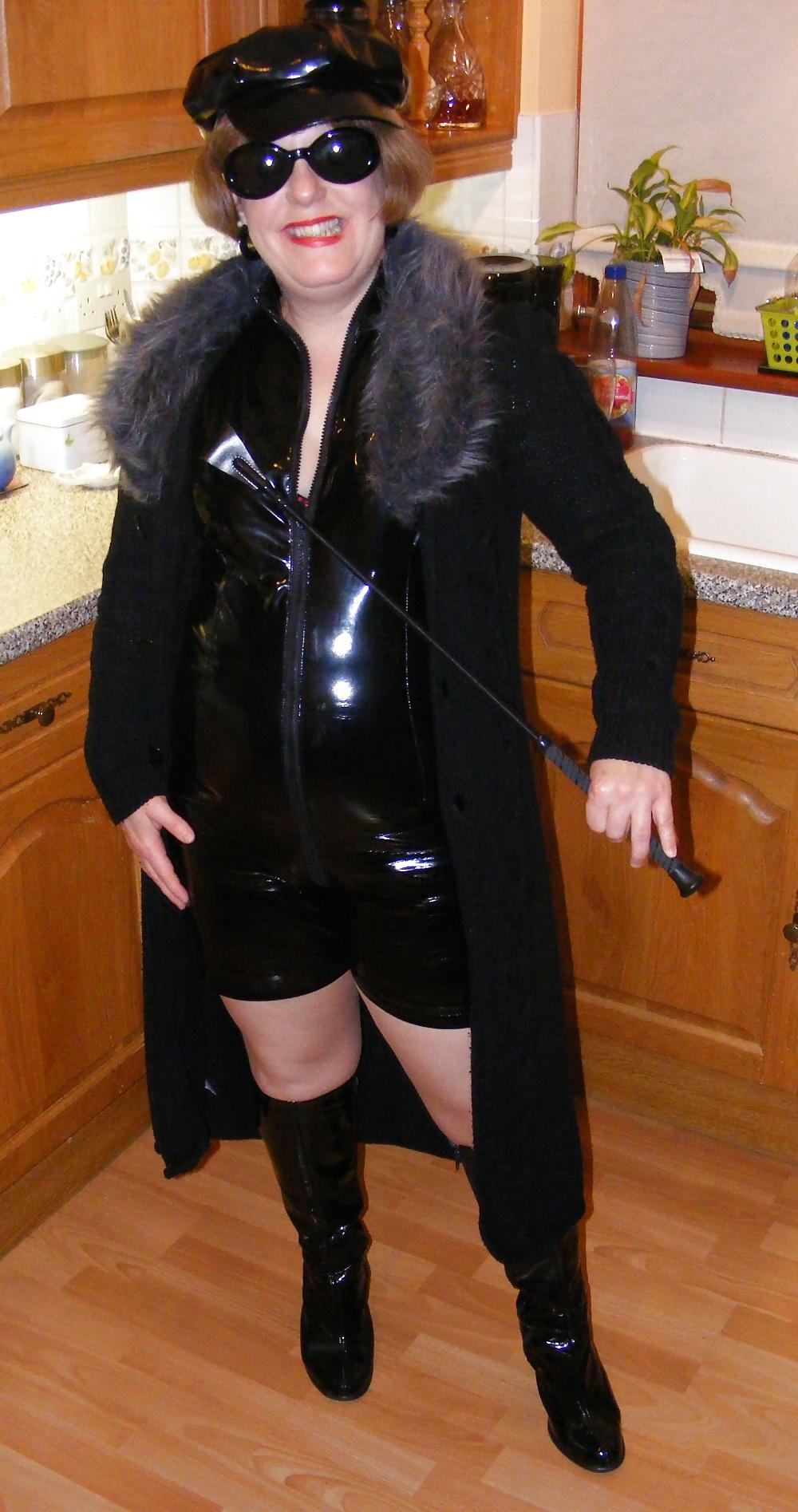 25P Mistress K in PVC catsuit