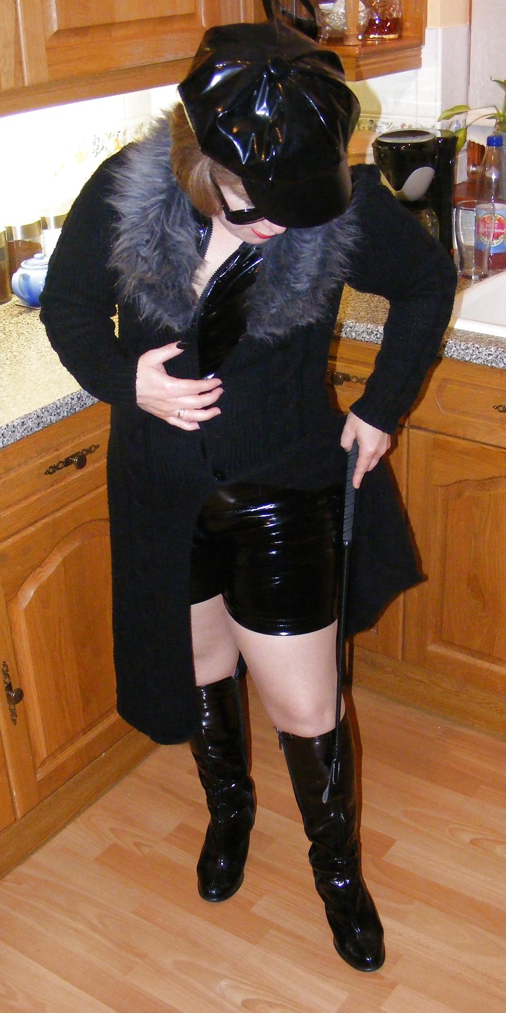 25P Mistress K in PVC catsuit