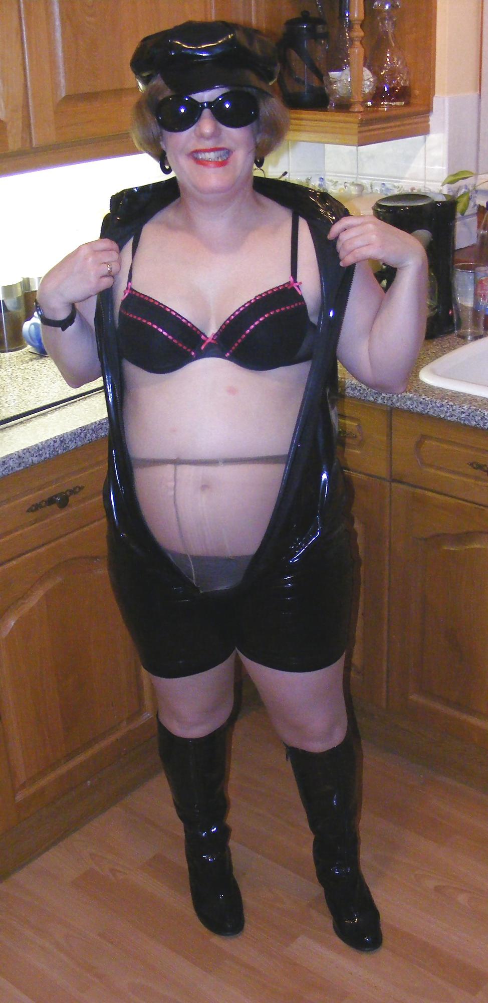25P Mistress K in PVC catsuit