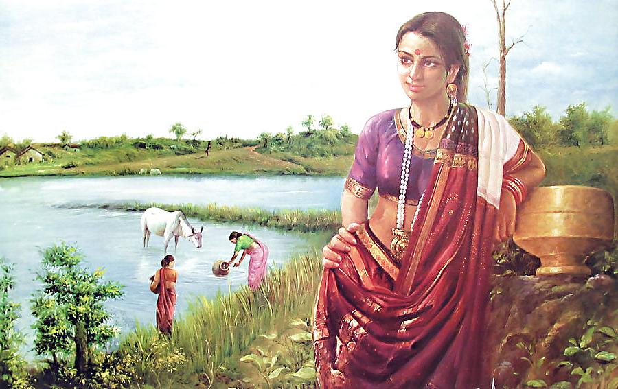 18P Indian Paintings: Rajasthani Women 01