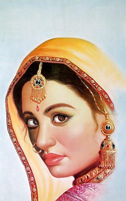 18P Indian Paintings: Rajasthani Women 01