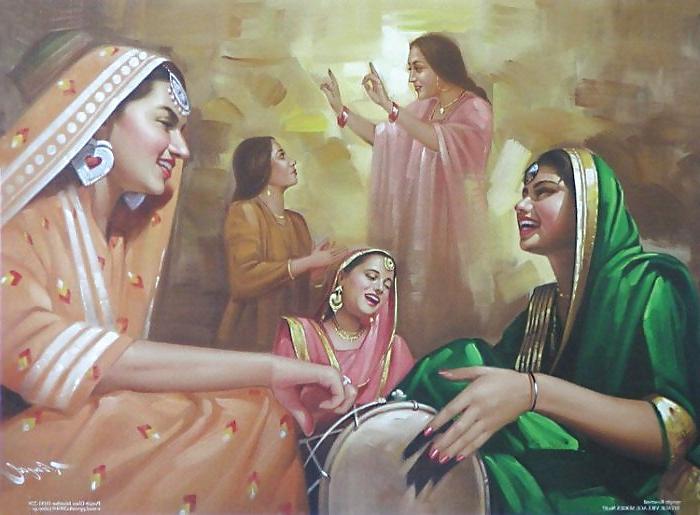 18P Indian Paintings: Rajasthani Women 01