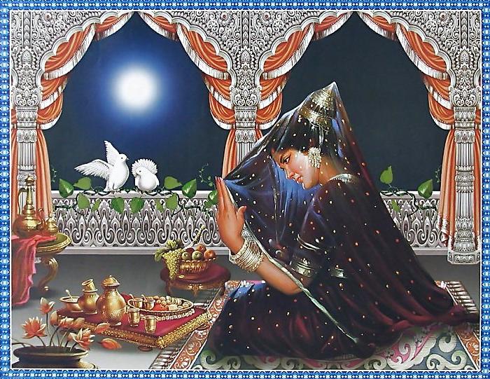 18P Indian Paintings: Rajasthani Women 01