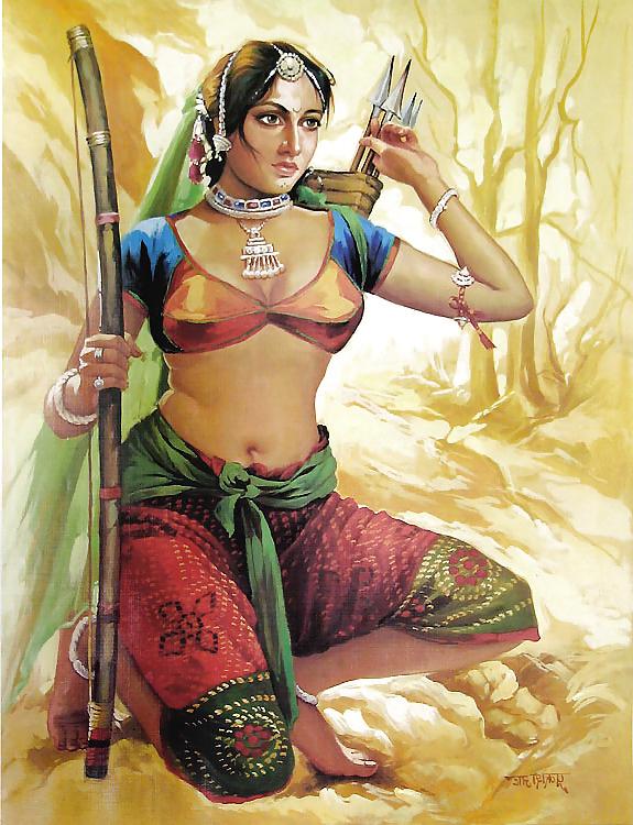 18P Indian Paintings: Rajasthani Women 01