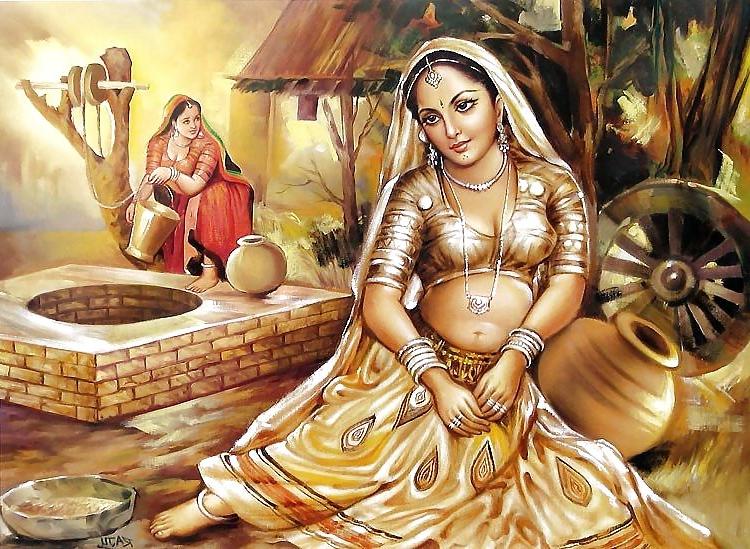 18P Indian Paintings: Rajasthani Women 01