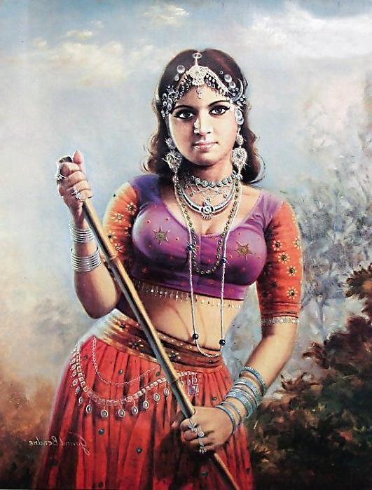 18P Indian Paintings: Rajasthani Women 01