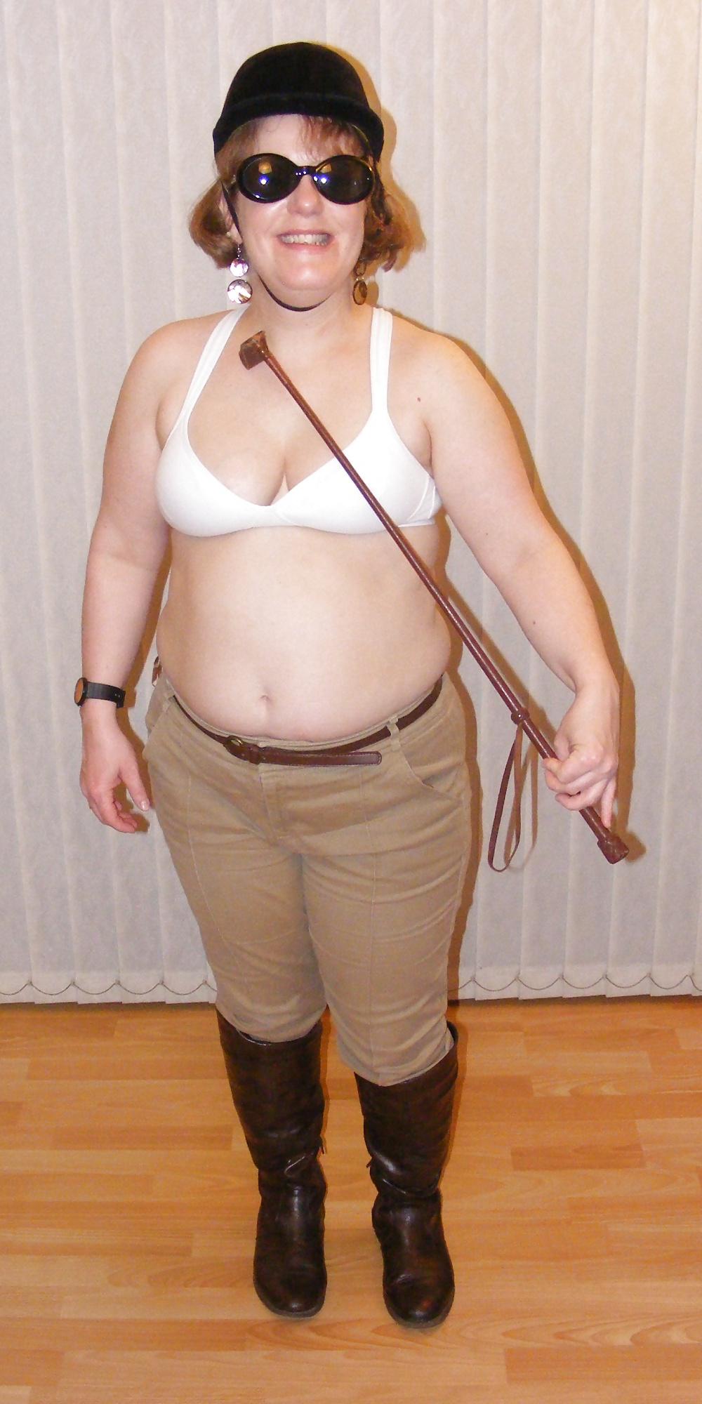 25P White knickers, boots, and riding crop