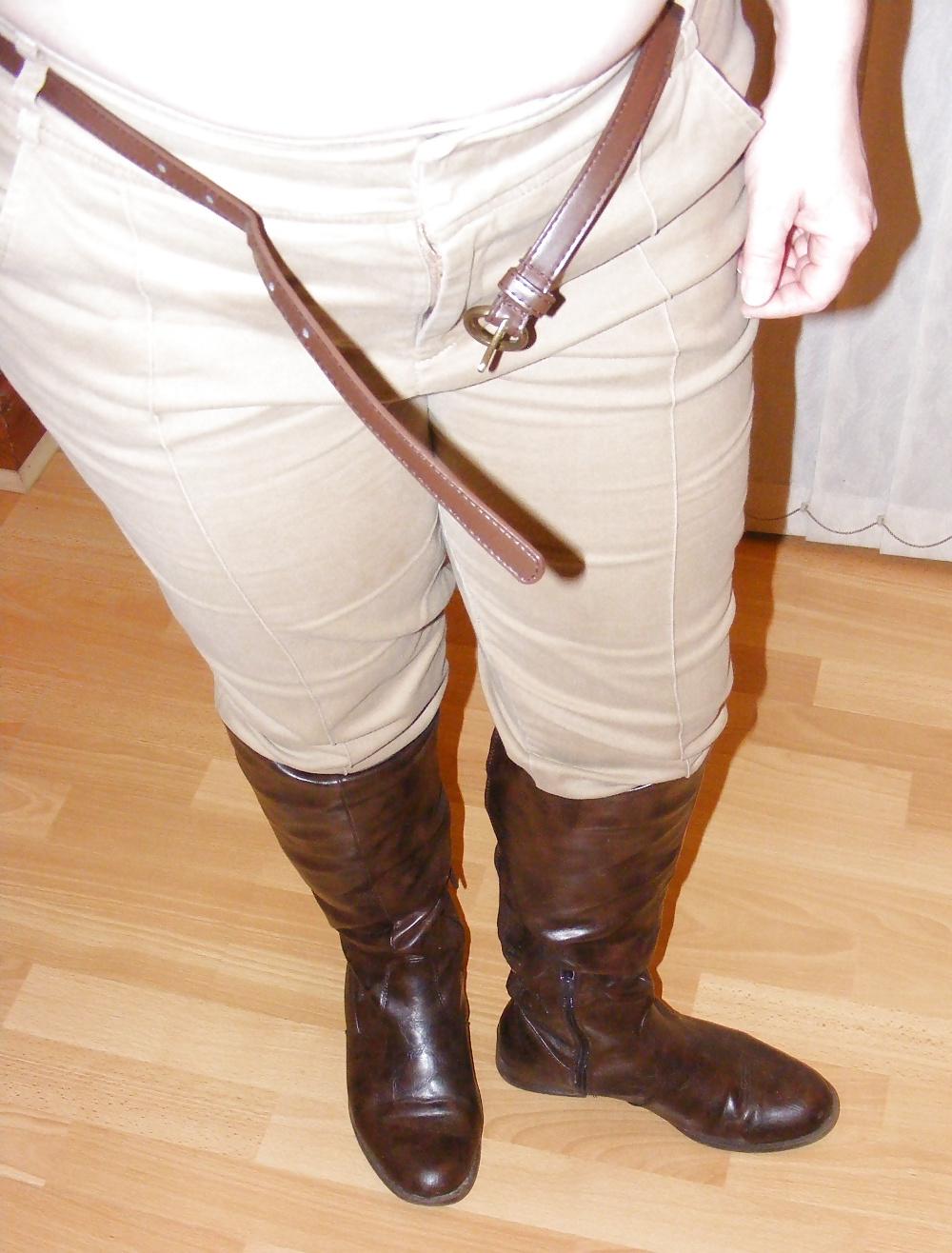 25P White knickers, boots, and riding crop