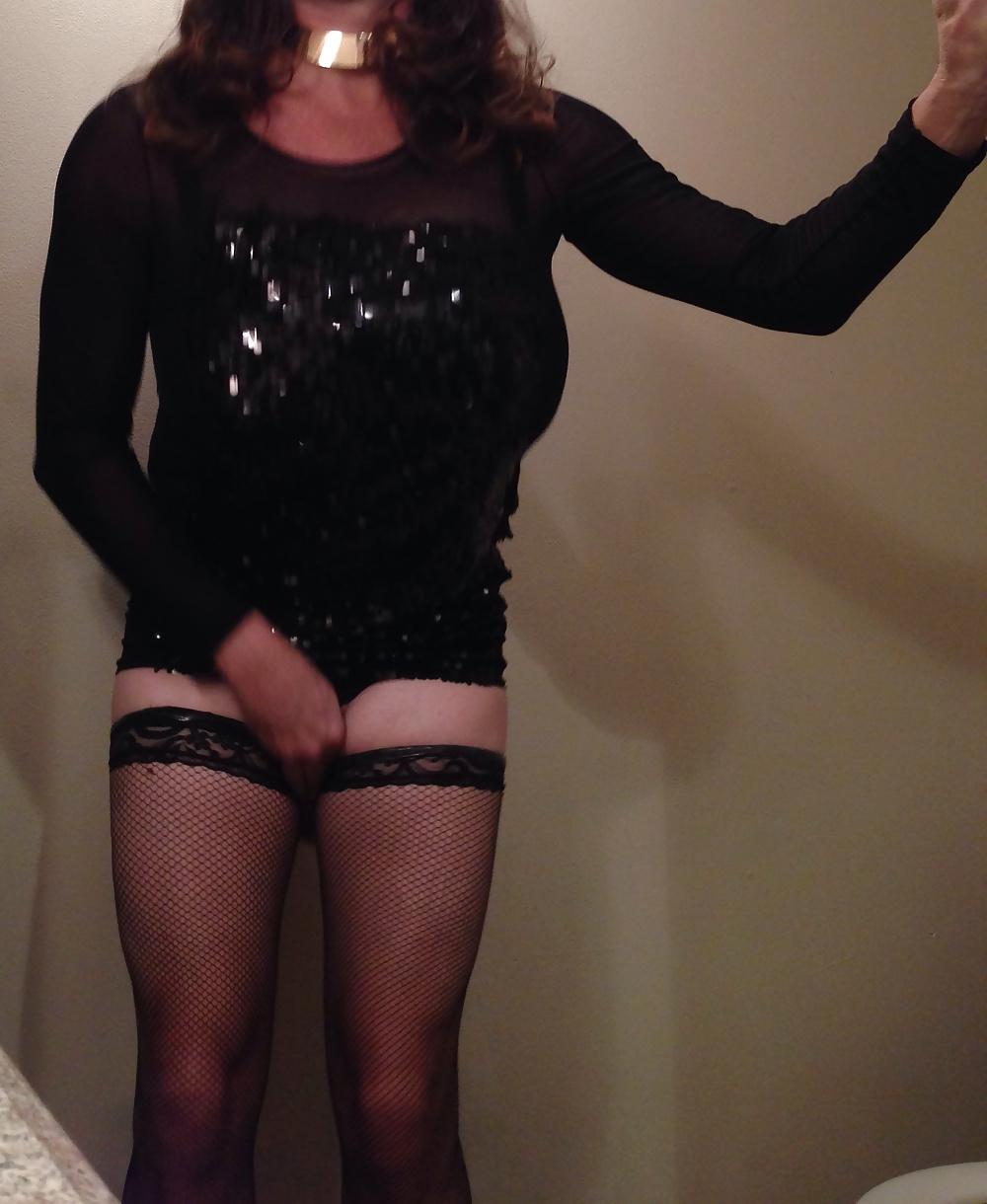 11P New black dress with big tits smoking