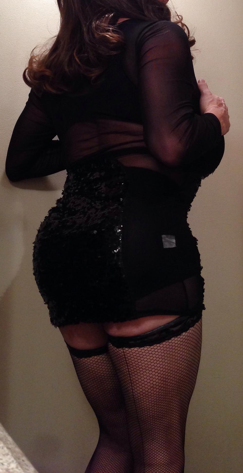 11P New black dress with big tits smoking