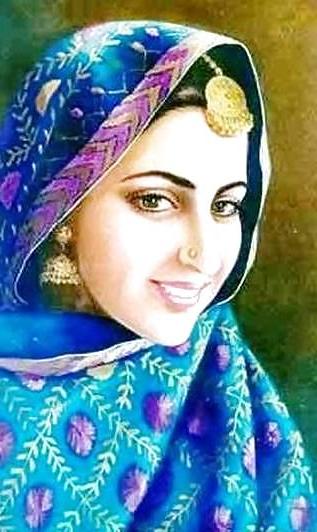 14P Indian Paintings: Punjabi Women 