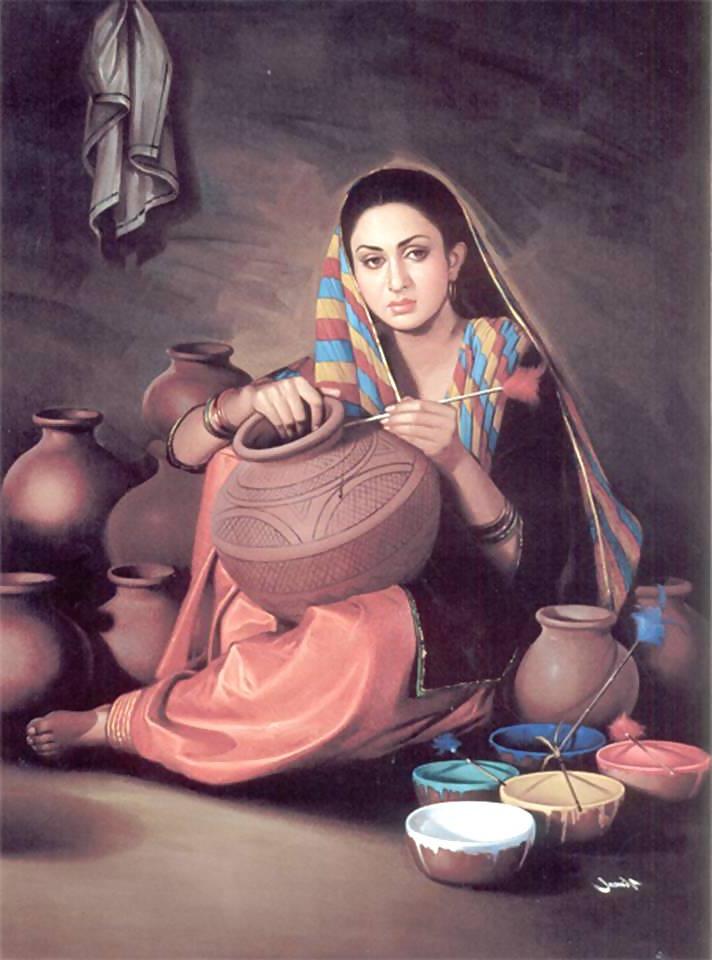 14P Indian Paintings: Punjabi Women 
