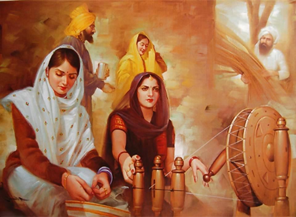 14P Indian Paintings: Punjabi Women 