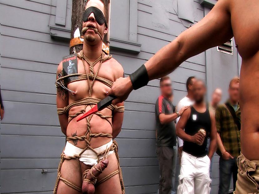 12P Gay in bondage with tied cocks 