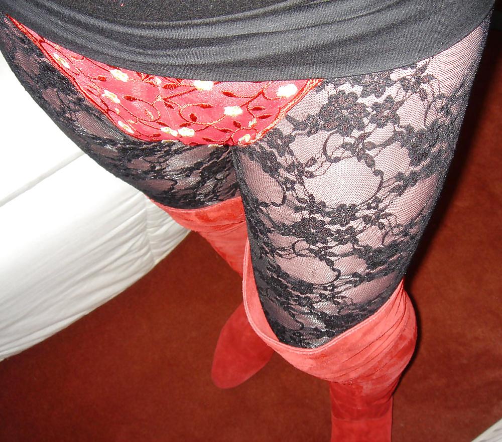 7P Nadine CD red thigh high boots