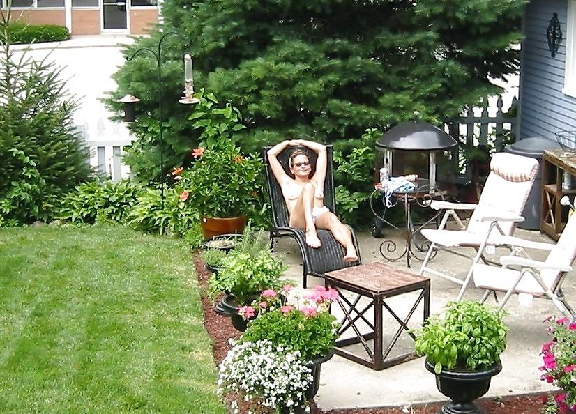 8P Sunbathing in the garden of my house
